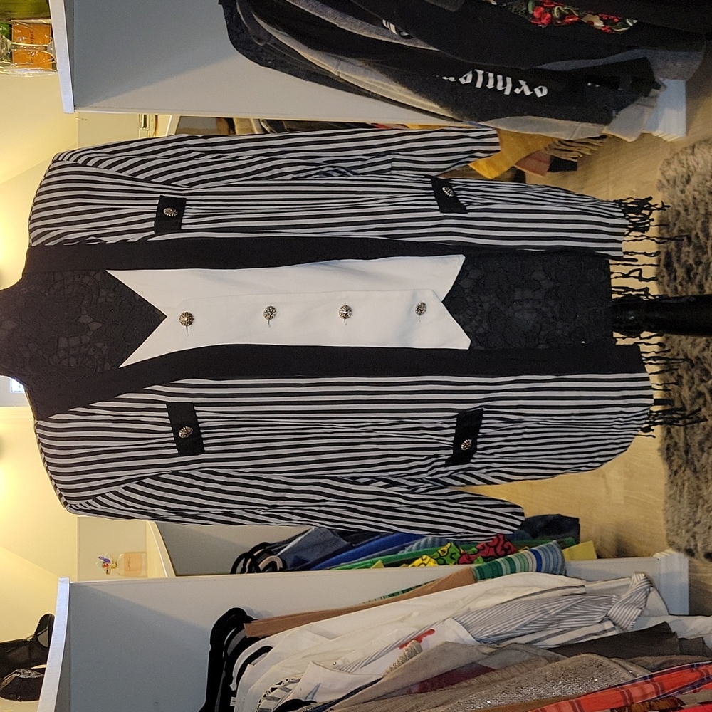 Classic and Chic Black & White Stripe Blazer